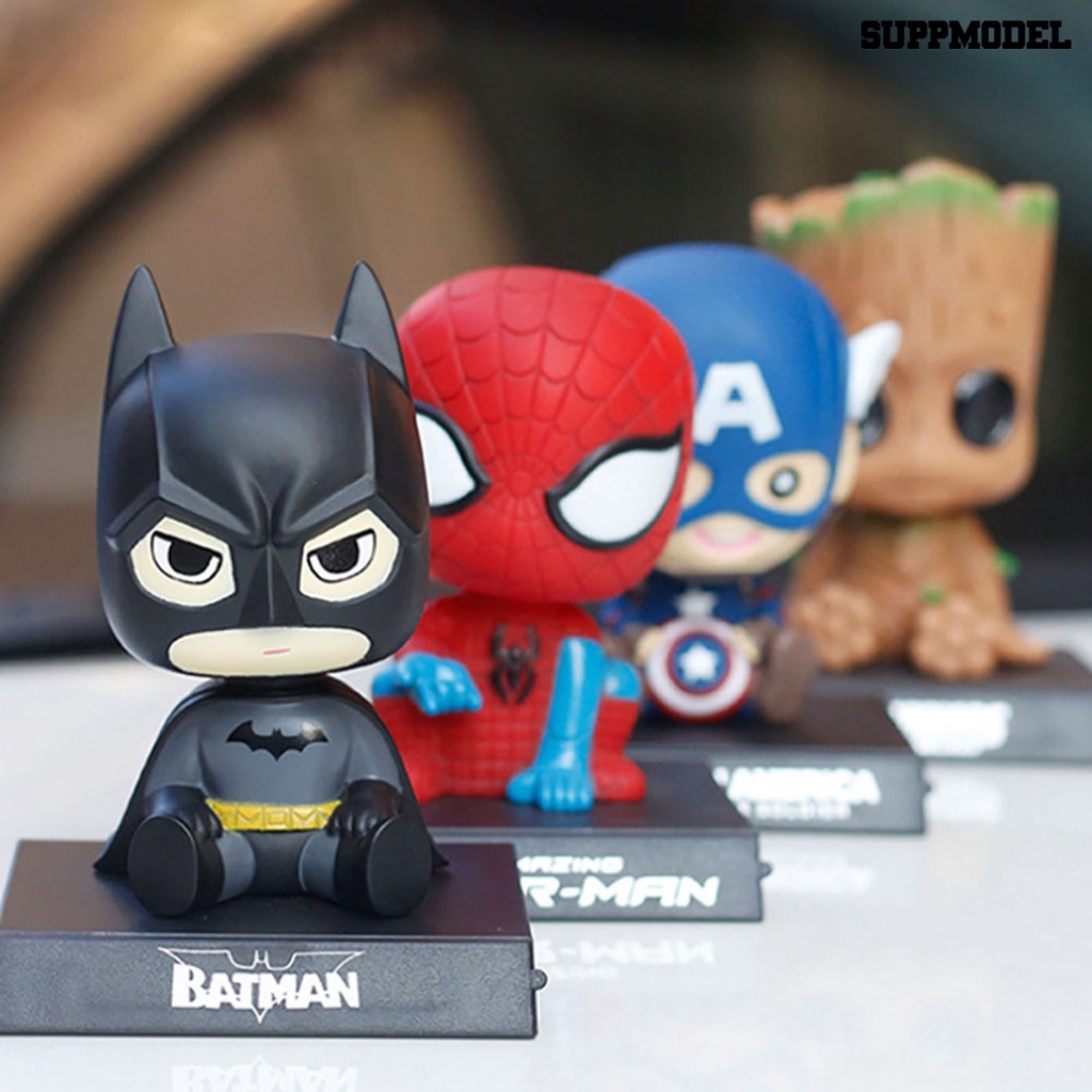 Ornamen Dasbor Mobil model Kartun Captain America Batman Iron Man Kepala Goyang