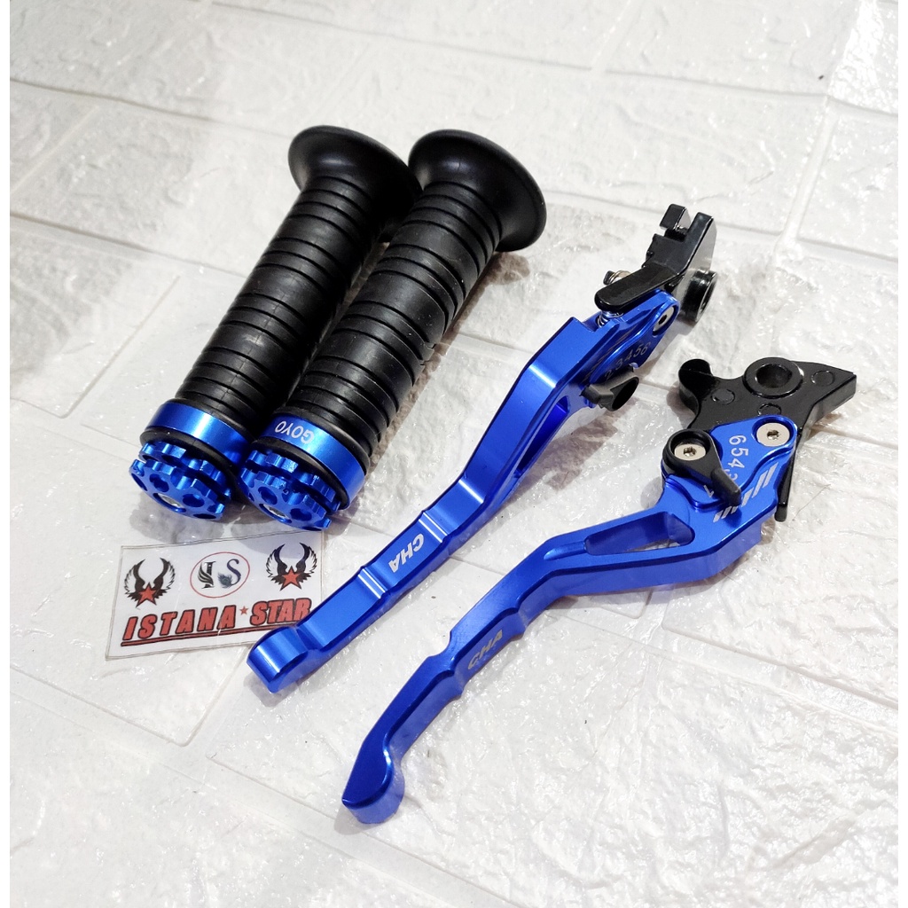 [PROMO] Handle REM dan KOPLING Stelan Variasi Motor FULL CNC Yamaha Vixion Old New RX King Scorpio Xabre R15 V3 New - biru HARGA 1 PAKET