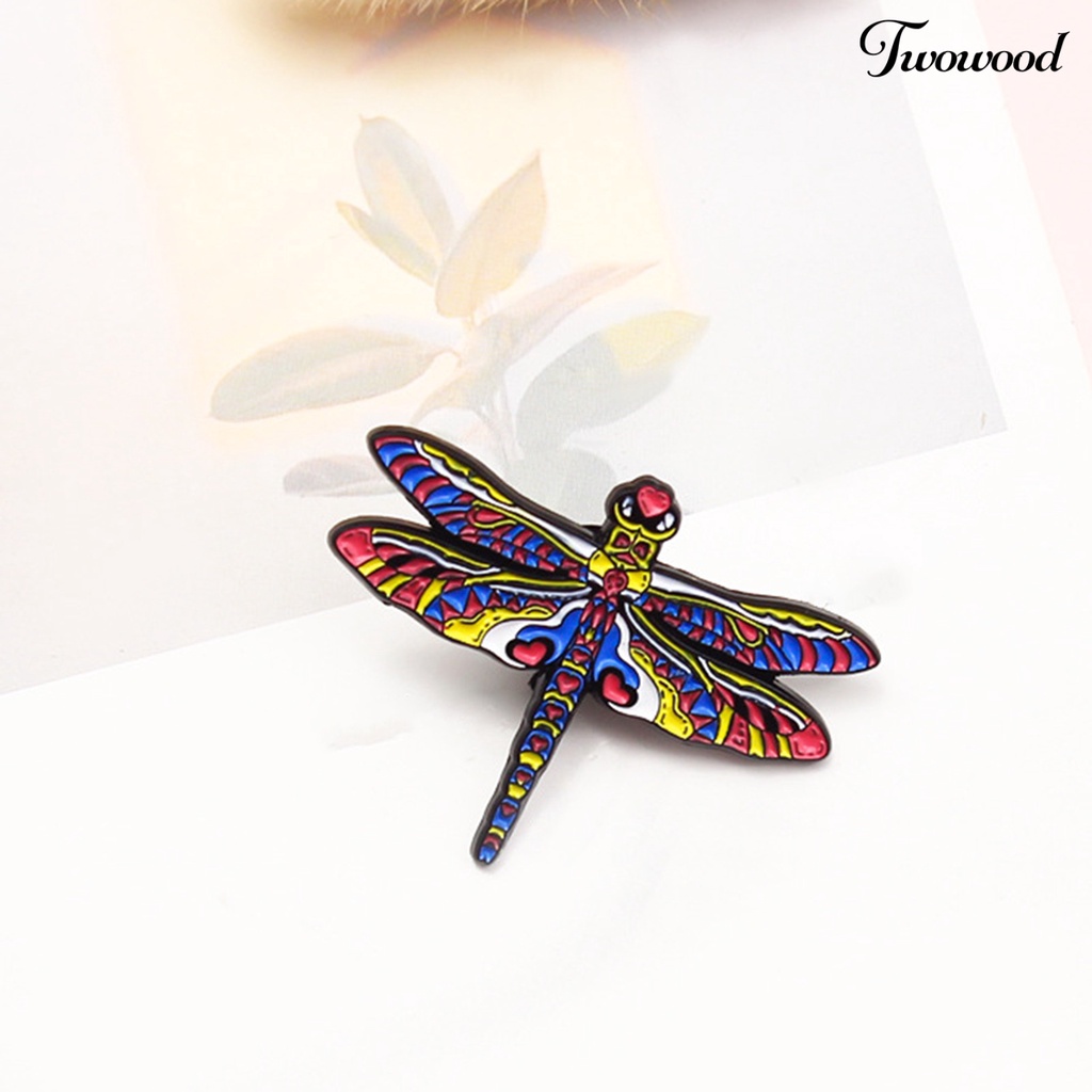 Twowood Dragonfly Shape Multicolored Lapel Pin Alloy Vivid Funny Collar Brooch Badge Backpack Accessories