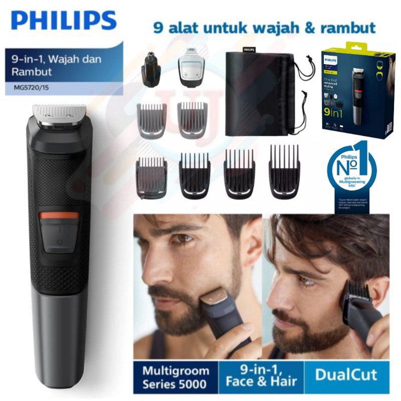 PHILIPS Multigroom MG5720 9in1Alat Mesin Cukur Kumis Jenggot Rambut Philips