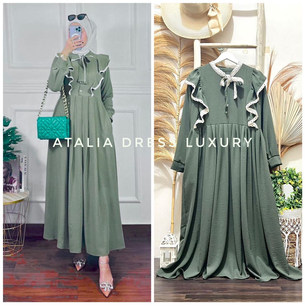 Atalia Dress Luxury Crinkle Airflow Kombinasi Renda/ LARISA DRES