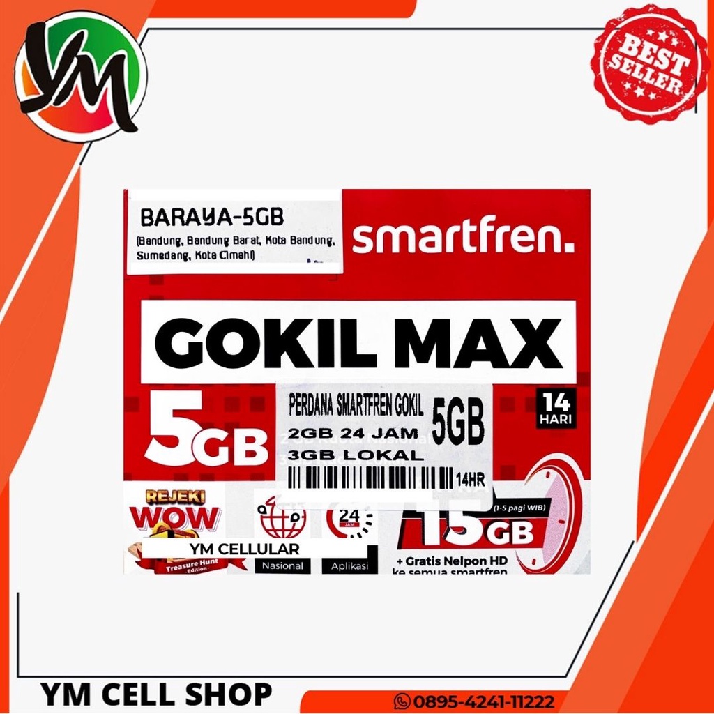 KARTU PERDANA KUOTA INTERNET SMARTFREN GOKIL MAX 5GB 14 HARI