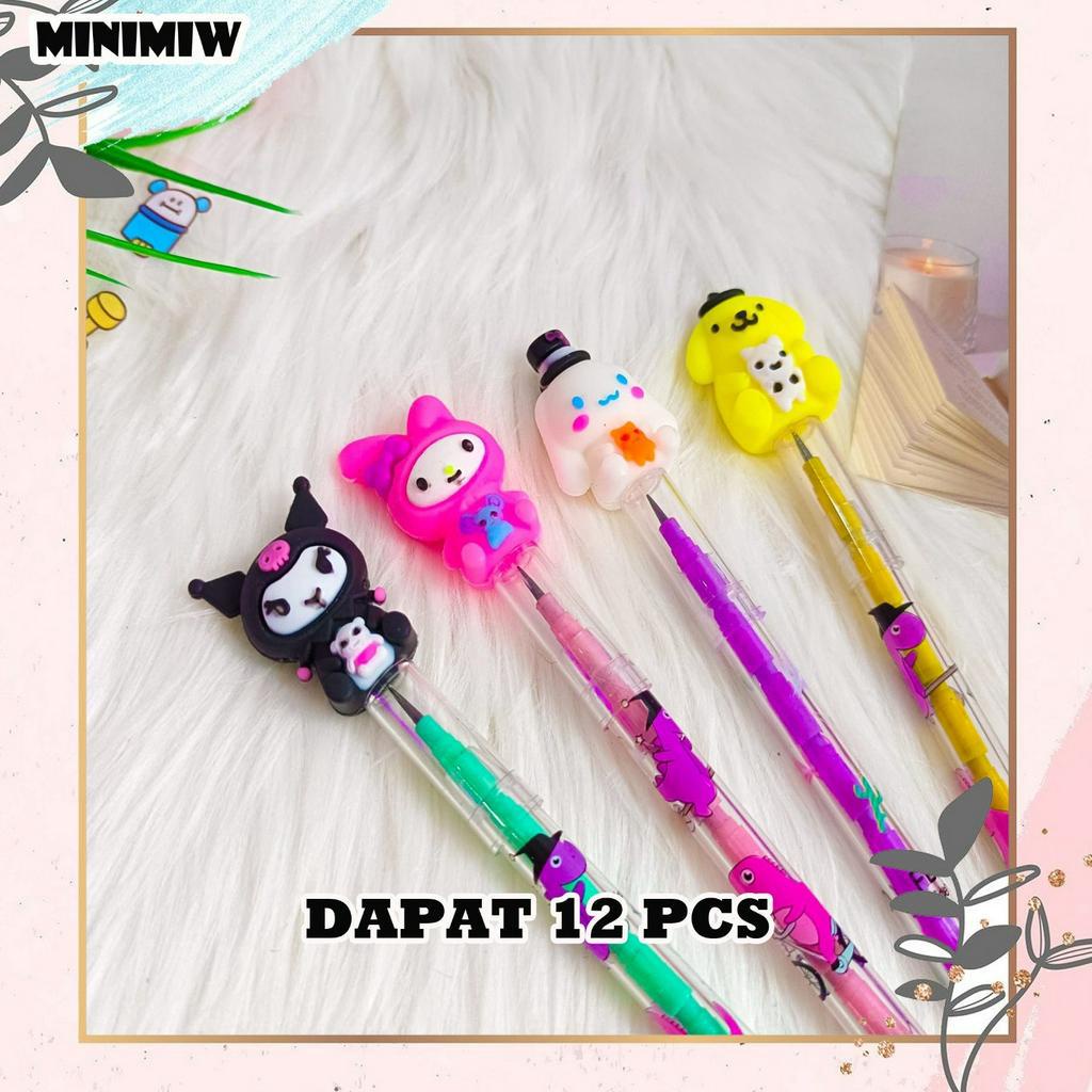 &quot;12 PCS PENSIL SUSUN SANRIO PENCIL PELURU BENSIA REFILL ORIGINAL UNTUK UJIAN ALAT TULIS SEKOLAH KARAKTER  UNIK LUCU MURAH COD&quot;