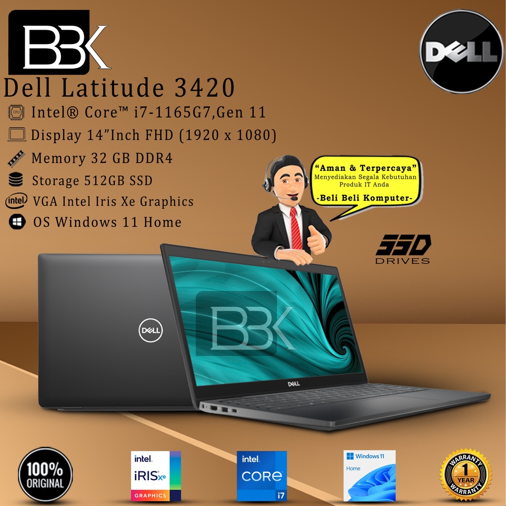 Dell Latitude 3420 Intel Core i7-1165G7 32GB 512GB SSD WIN11HSL 1YR