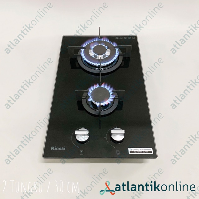 Kompor gas tanam built-in gas hob 2 tungku RINNAI RB-312N GB RB312NGB