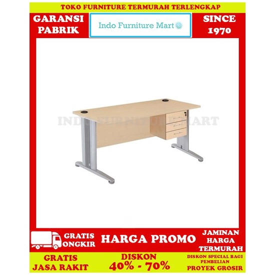 FrOk Meja Kantor Kerja Staff Utama Indachi Dd 122t 120Cm Laci Gantung