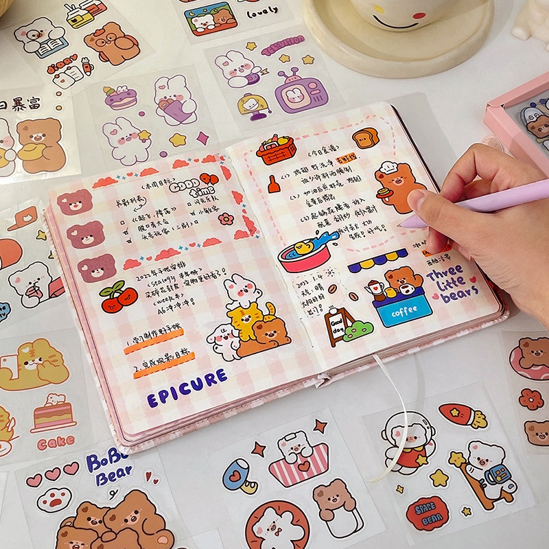100 Lembar Stiker Motif Kartun Hewan Tahan Air Untuk Dekorasi