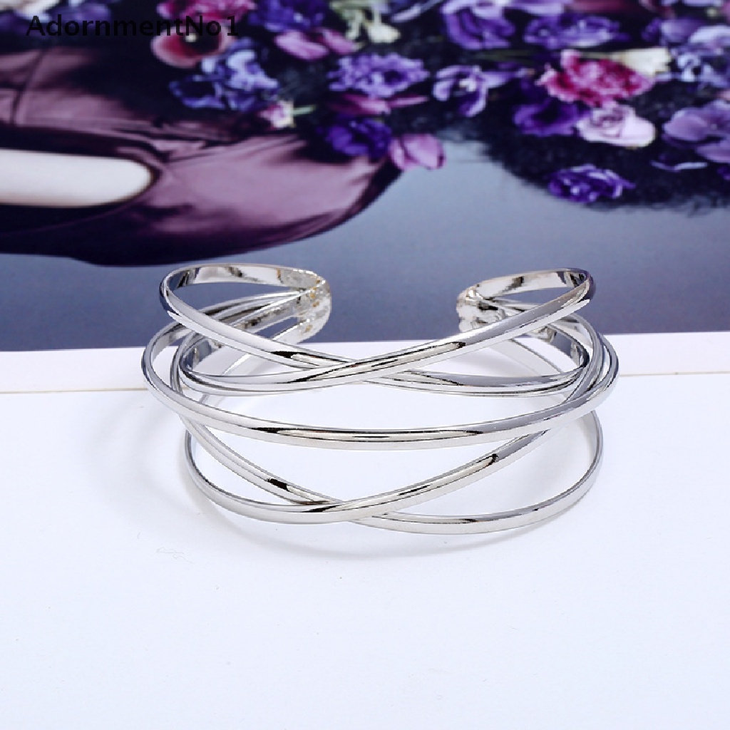 (AdornmentNo1) Gelang Tangan Terbuka Gaya Punk Vintage Multilayer Motif Geometri Aksen Hollow Untuk Wanita