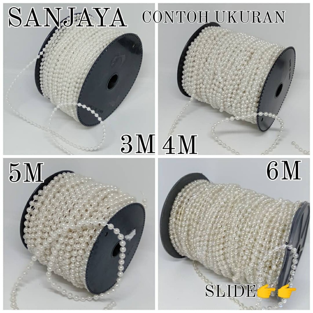 RANTAI BULAT / MUTIARA RANTAI PUTIH / PAREL MUTIARA / RANTAI MUTIARA BULAT PU (3MM - 5MM)