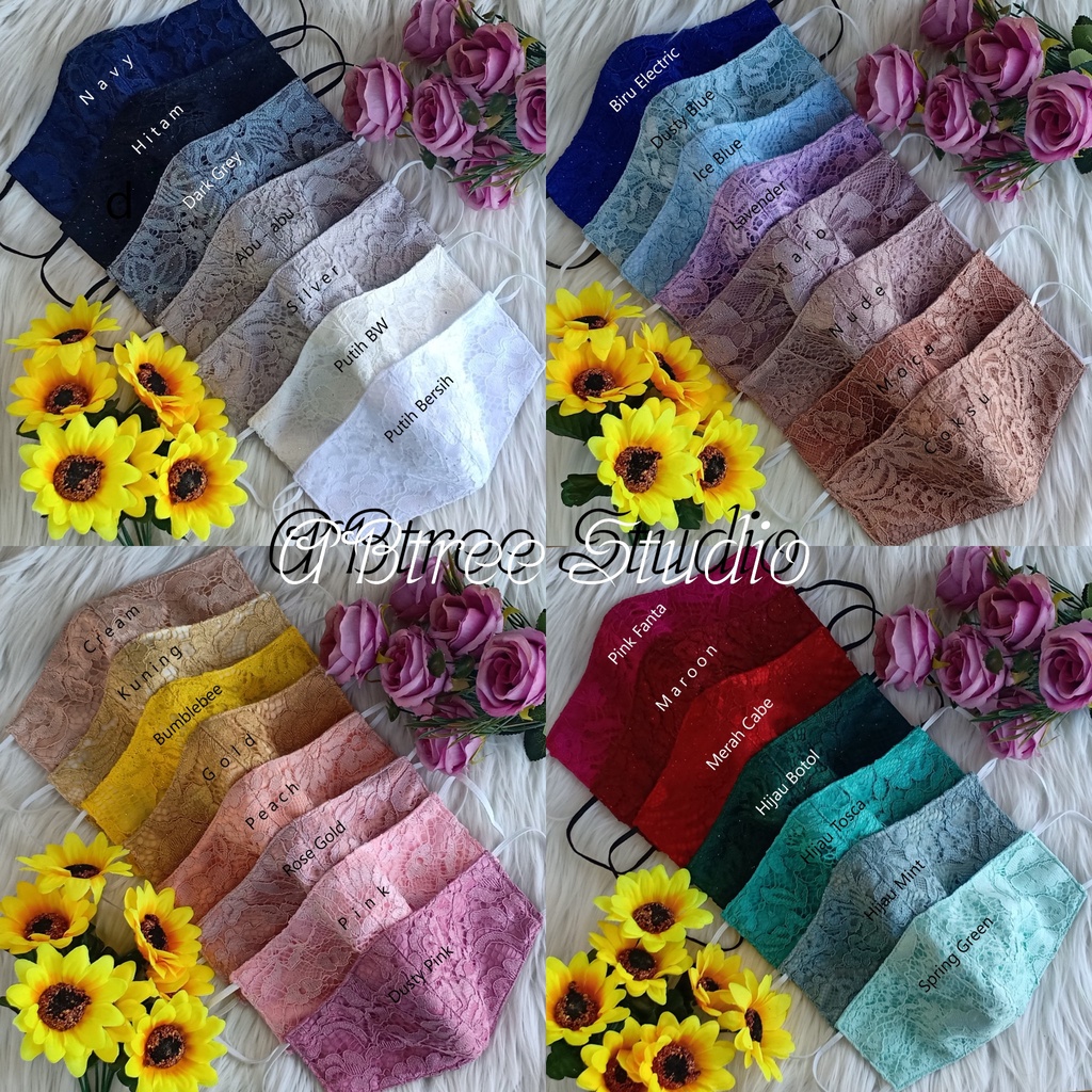 masker brokat brukat premium banyak varian warna masker kondangan akad nikah pengantin wedding pesta