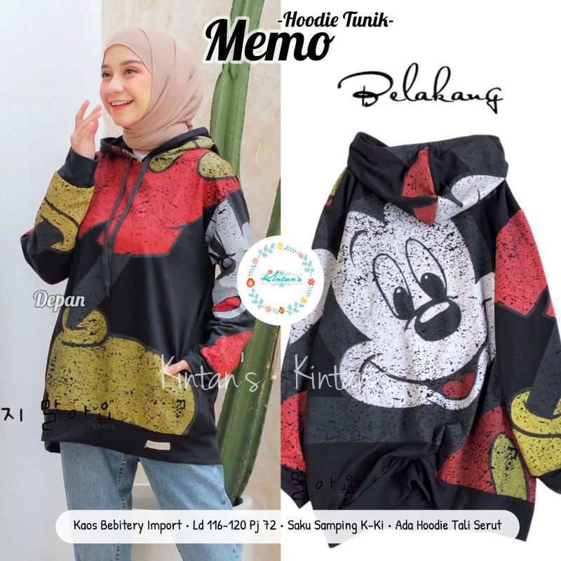 MEMO HOODIE TUNIK BY KINTANS (TUNIK WANITA) Tunik muslimah halus rekomended