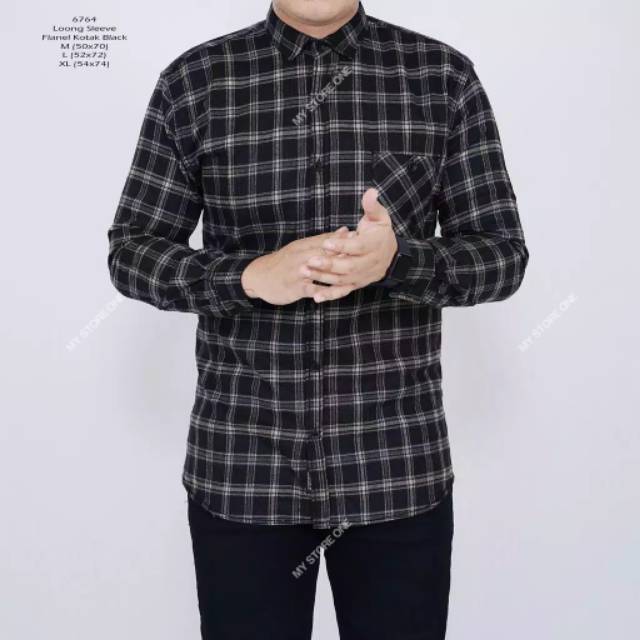 BAYAR DI TEMPAT HEM KEMEJA FLANEL PRIA KOTAK HITAM BAJU COWOK KULIAH KERJA DISTRO KEREN TEBAL