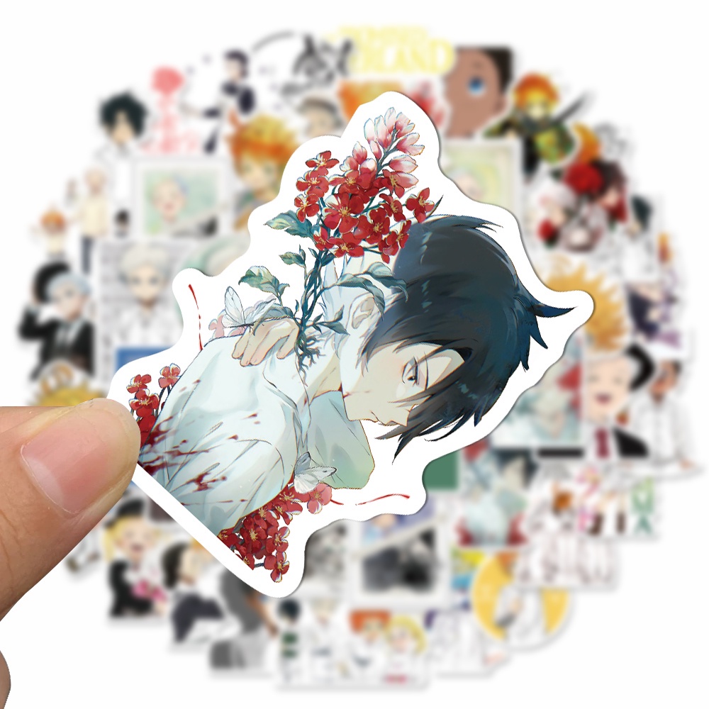 50 Lembar Stiker Desain Kartun Anime The Promised Neverland Anti Air Untuk Laptop