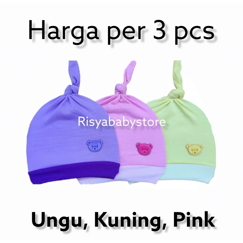 3 pcs topi bayi baru lahir/ topi bayi lucu