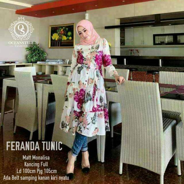 Feranda Tunic Motif Bunga-Bunga