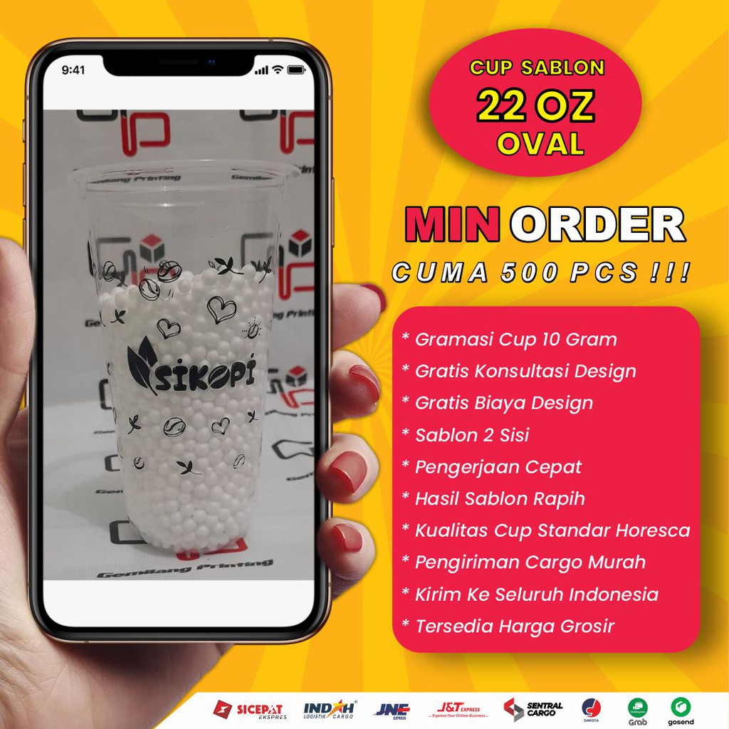 cup sablon 22oz oval 9 gram