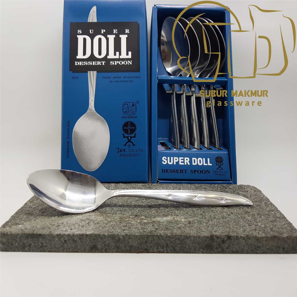 [6 Pcs] Sendok Makan SUPER DOLL (403) . Kedaung Dinner Spoon / Stainless Steel Tebal