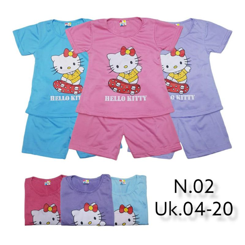 SETELAN SIKUNING PAKAIAN ANAK PEREMPUAN 2-7 TAHUN MOTIF HELLO KITTY