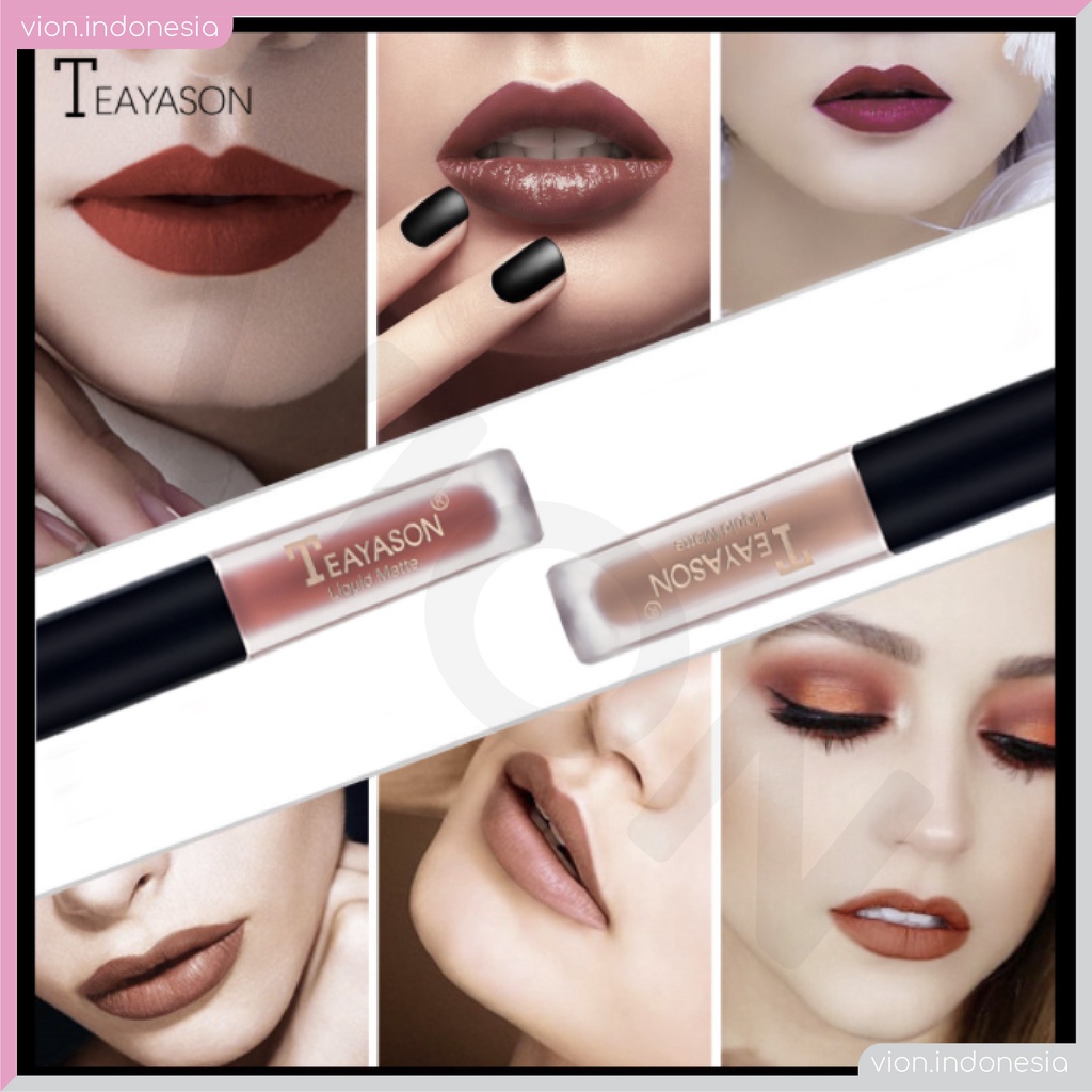 TEAYASON Natural Matte Liquid Lipstick Lip Glaze Lip Gloss Lipstik Baru 12 Warna Original TE005