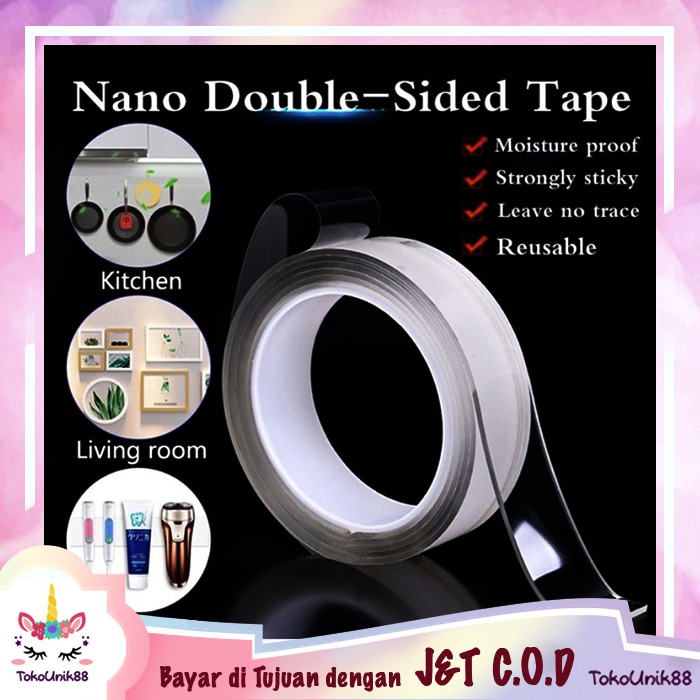 TU88 Double Tape Selotip  2 Sisi Kuat  Washable Removable 