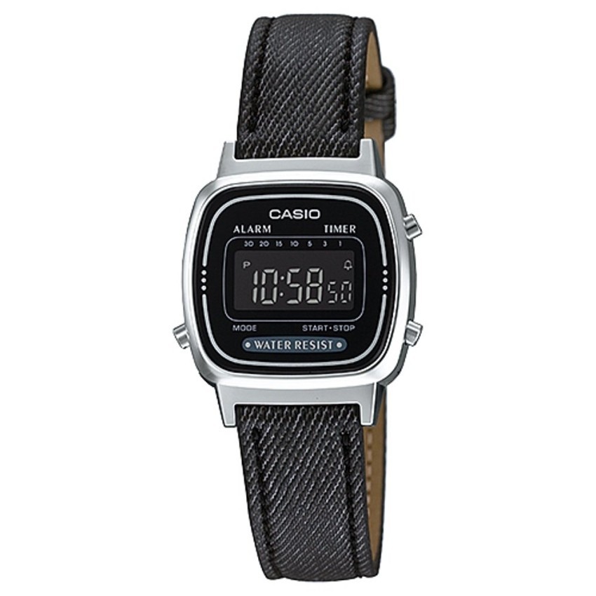 Casio Digital Jam Tangan Wanita - Hitam - Strap Kulit - LA-670WL-1B