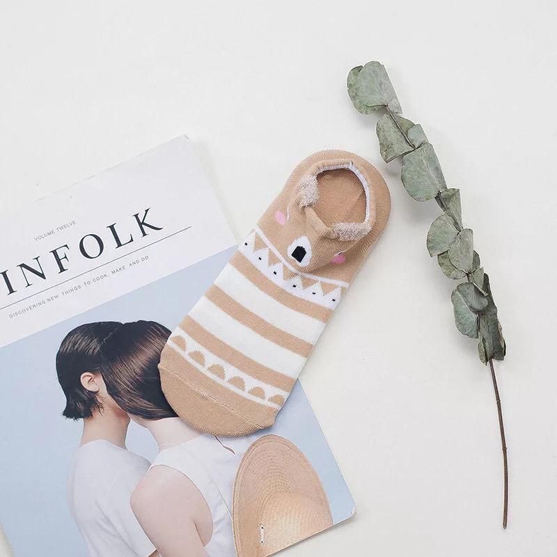 WS107  KAOS KAKI REMAJA SEMATA KAKI MOTIF KARAKTER ANIMAL ALA KOREA-BROWN SQUIREL