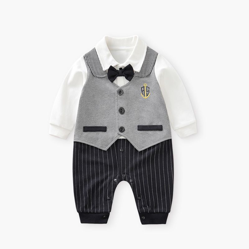 BROWNIEGROUND - Jumper bayi TUXEDO GREY 0-24 BULAN import KOREA / jumper bayi lengan panjang 100% KATUN / baju bayi lakilaki jumper baby