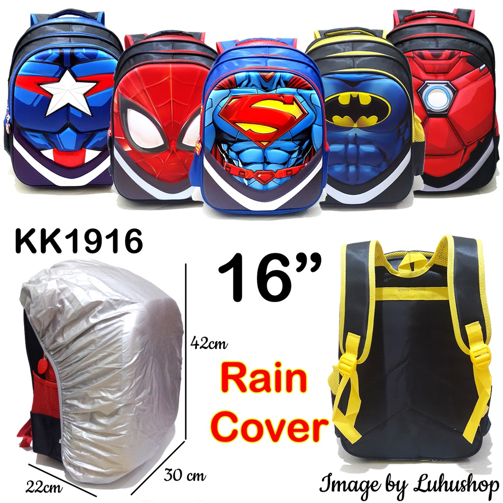 Tas SD/TK Ransel Tas Anak Laki Laki Body Otot Timbul Sekolah 16&quot; Cowok Superhero Batman Spiderman SUperman Kapten