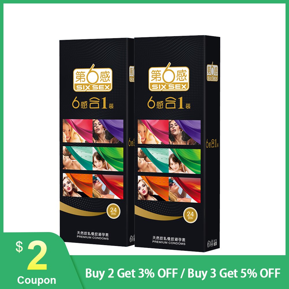 PREORDER 24Pcs 6 In 1 Lateks Alam Kondom G Tempat Seks Kondom Ultra Tipis Penis Lengan Gairah Pria