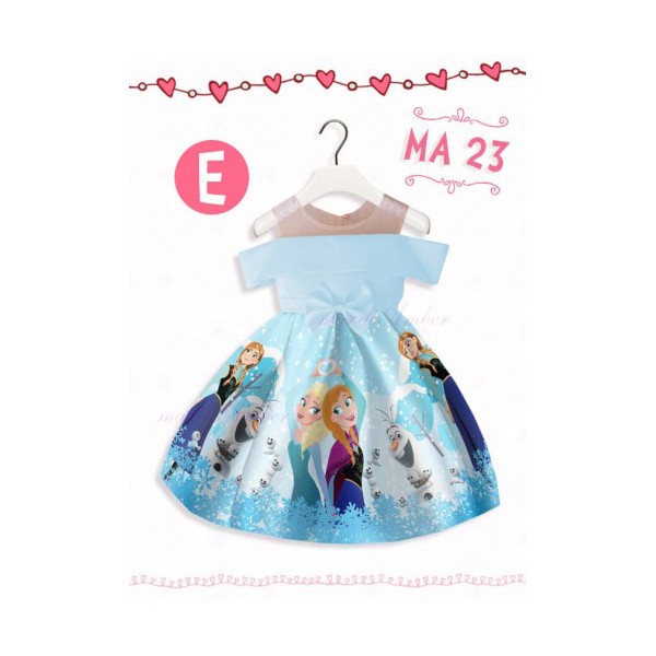 DRESS ANAK IMPOR BLUE SISTER FROZEN MA23E