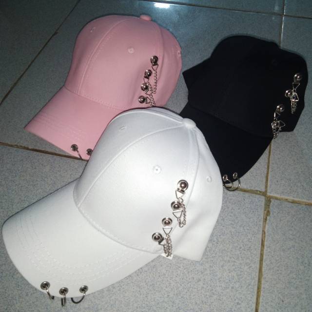 REAL FOTO, topi baseball acc rantai model korea kekinian