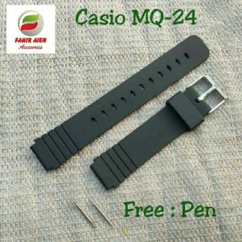 Strap tali jam Casio MQ-24 MQ24 MQ 24 Rubber tali jam tangan casio MQ-24 Free pen