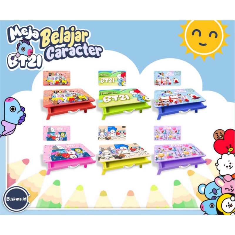 READY STOCK‼️‼️SALE SALE SALE‼️‼️MEJA BELAJAR LIPAT BLOOMS‼️‼️MEJA BELAJAR ANAK/MEJA LIPAT/BT21/BTS