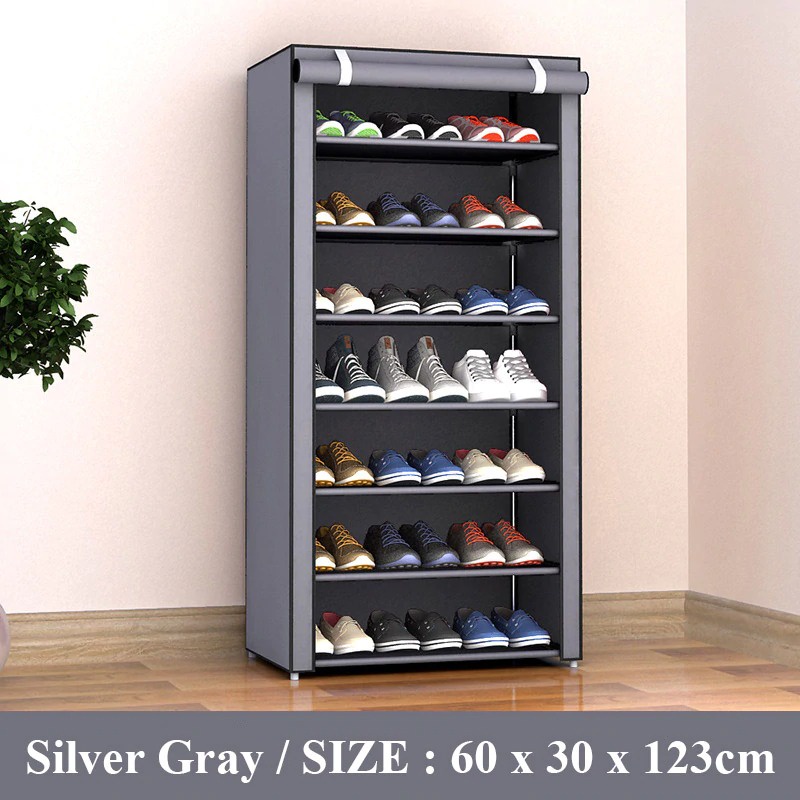 Rak Sepatu / Rak Sepatu Kabinet -Gray / Rak Sepatu Sandal Multilayer Shoe Rack Cloth Cabinet Storage