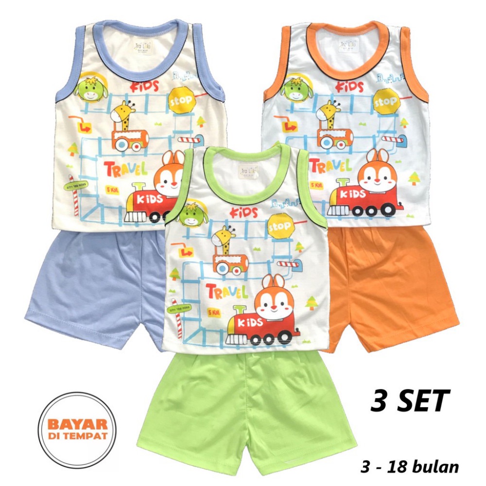 3 SET Setelan Kaos Oblong Bayi / Anak KUTUNG Motif Gambar Random TRALALA umur 3 - 18 bulan