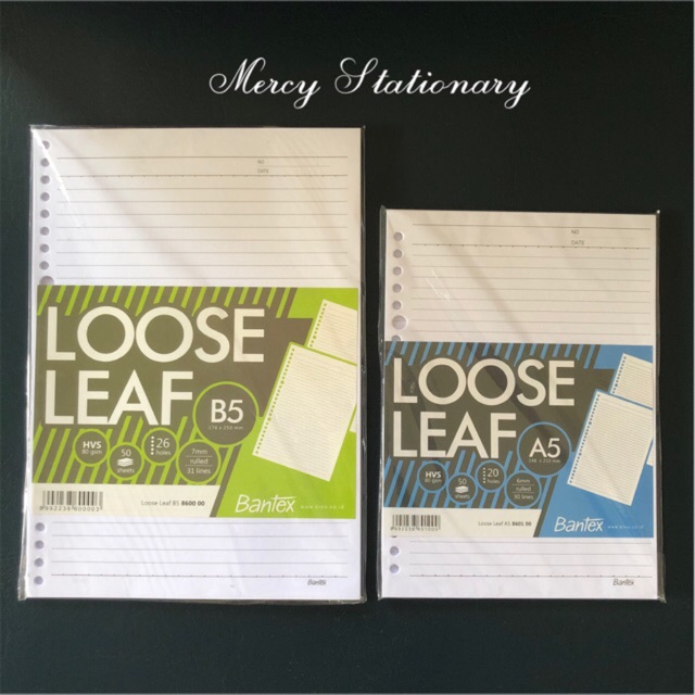 

Bantex Loose Leaf A5 - B5 80 gram Bantex 8600 8601 (50 lembar)