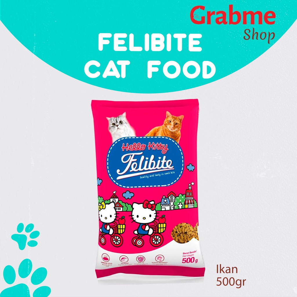 Makanan Kucing Felibite Hello Kitty 500gr Bentuk ikan