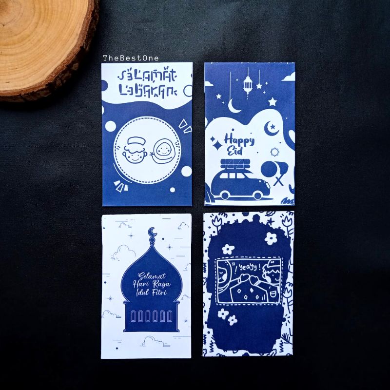 

10 Lembar Amplop Lebaran Biru Motif [ thebestone ]