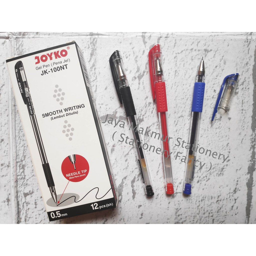 Pen gel Joyko JK-100NT (ujung jarum) 0.5 mm Tinta Warna