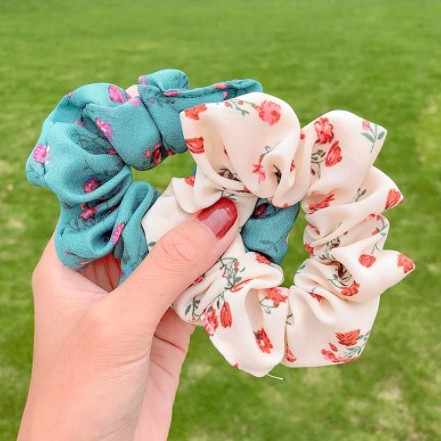 [RD] SCRUNCHIE Motif Korean Style - Ikat Rambut Ponytail Elastis - Cepol Rambut Pastel