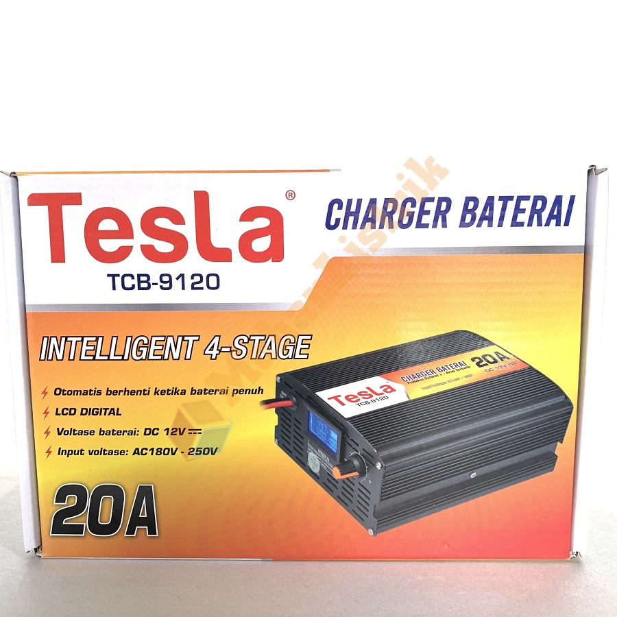 Pengecas Cas Aki Tesla Digital 20 Ampere Charger Baterai Aki 20A 12V Batre Baterry