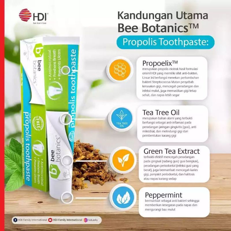 (PROMO BELI 3 GRATIS 1) Pasta gigi Odol Propolis BEE BOTANIC HDI