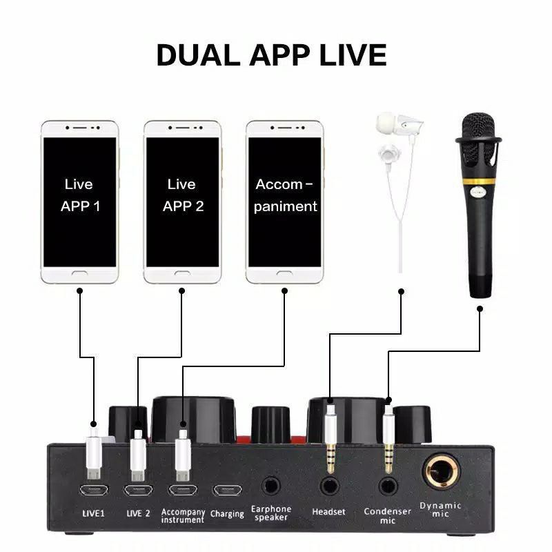 Sound Card V8 Live Broadcast Mixer Bluetooth Audio USB External / Mixer Audio Bluetooth