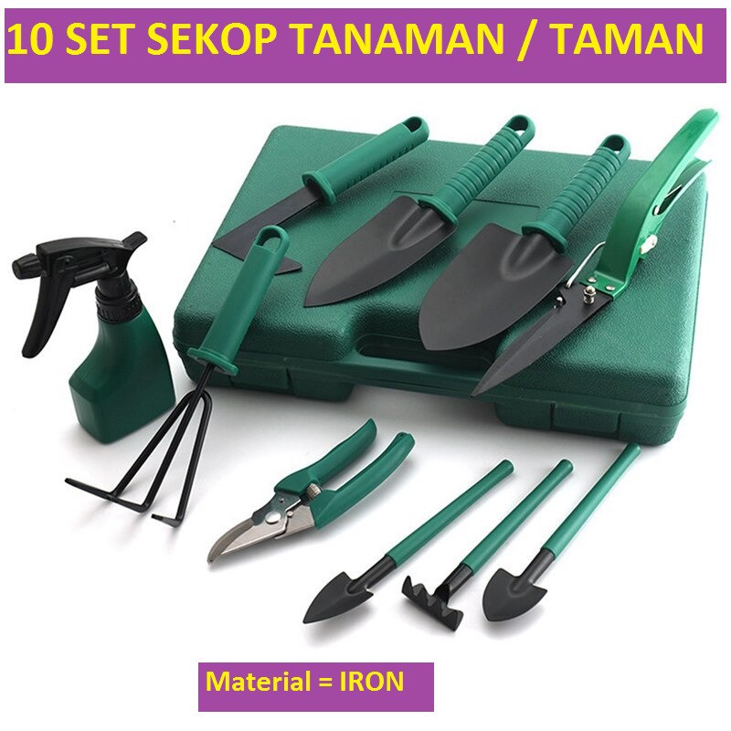 SEKOP TANAMAN ISI 10 SET / PERALATAN BERKEBUN / SEKOP TAMAN / SHOVEL GARDENING TOOLS / 10 Pcs Alat Berkebun Set Gunting Pangkas Taman Bonsai Garden Tools