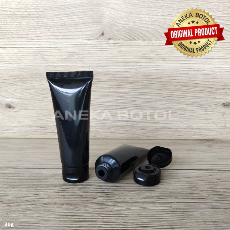 TUBE 30 GRAM HITAM TUTUP FLIPTOP HITAM / TUBE PASTA KOSONG MURAH ORIGINAL