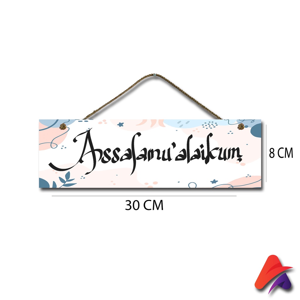 HIASAN DINDING ASSALAMUALAIKUM GANTUNG PINTU TULISAN PAJANGAN PINTU KAMAR KAYU POSTER WALL DECOR