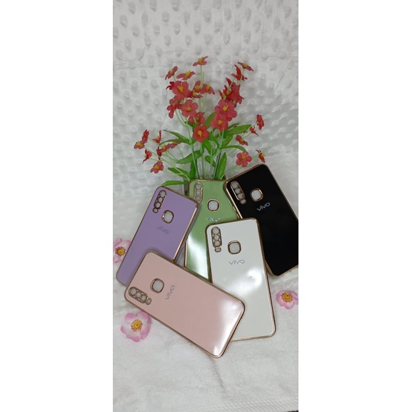 CASE PREMIUM GLAS LOGO WITH LIST GOLD VIVO/ Y12/ Y15/ Y17/ Y91/ Y93/ Y95/ Y91C/ Y30/ Y50