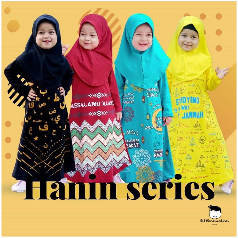 LITTLE MUSLIM HANIN HANIF SERIES SET GAMIS KAOS ANAK