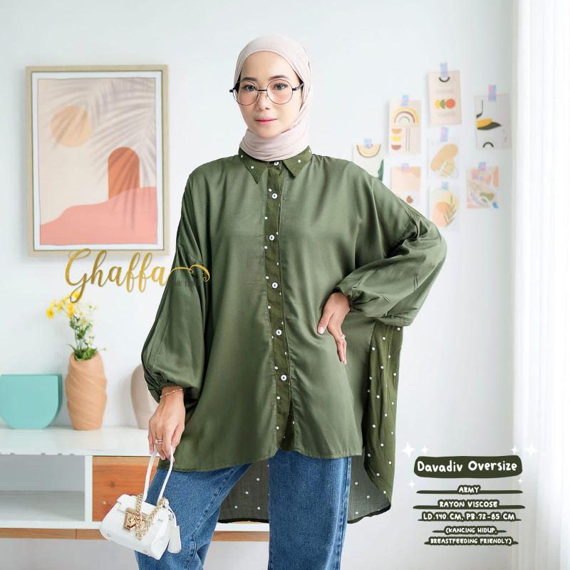 Blouse motif muslimah kekinian Davadiv blouse by ghaffa the label