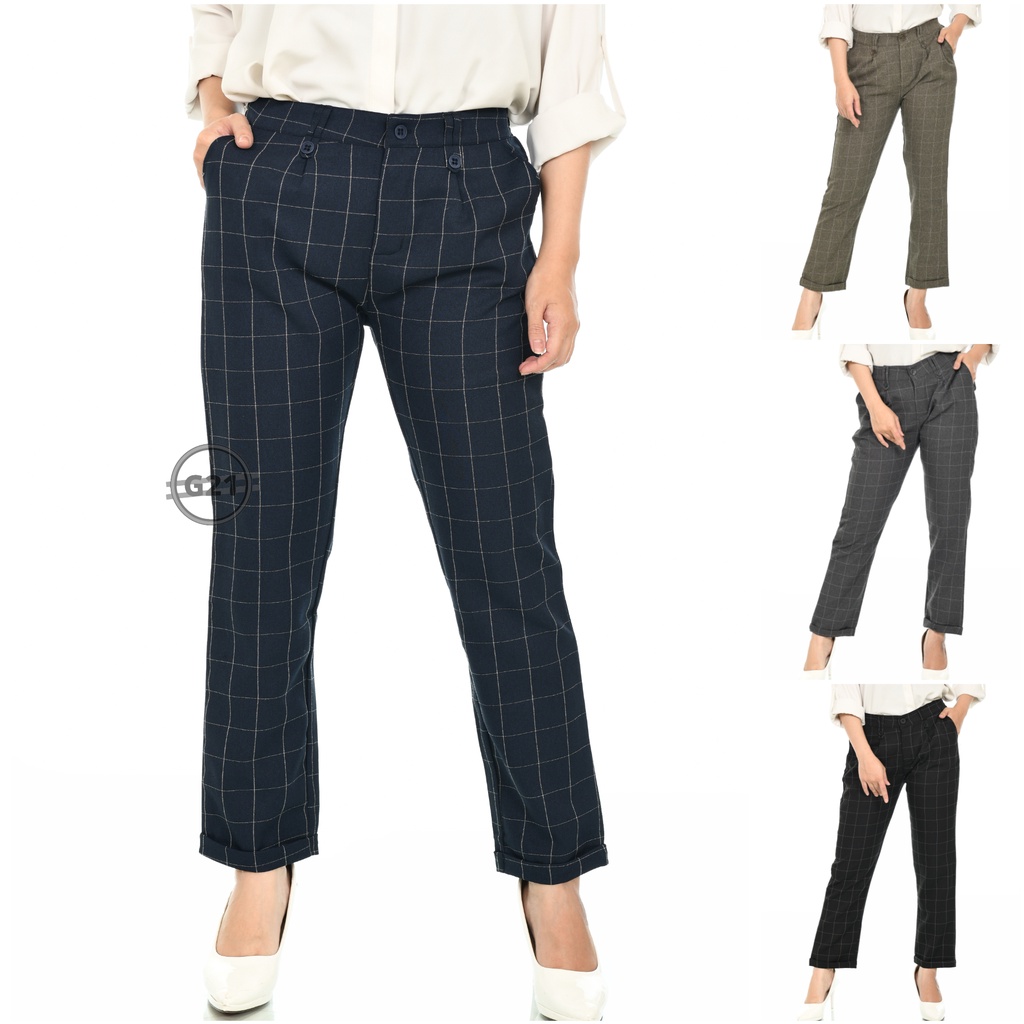 Celana Panjang Bahan Pinggang Karet Wanita Kerja Kantor Formal Casual Baggy Pants Celana Pinggang Karet Wanita Celana Casual Wanita Celana Kerja Wanita Celana Bahan Wanita Celana Kantor Wanita Celana Baggy Pants